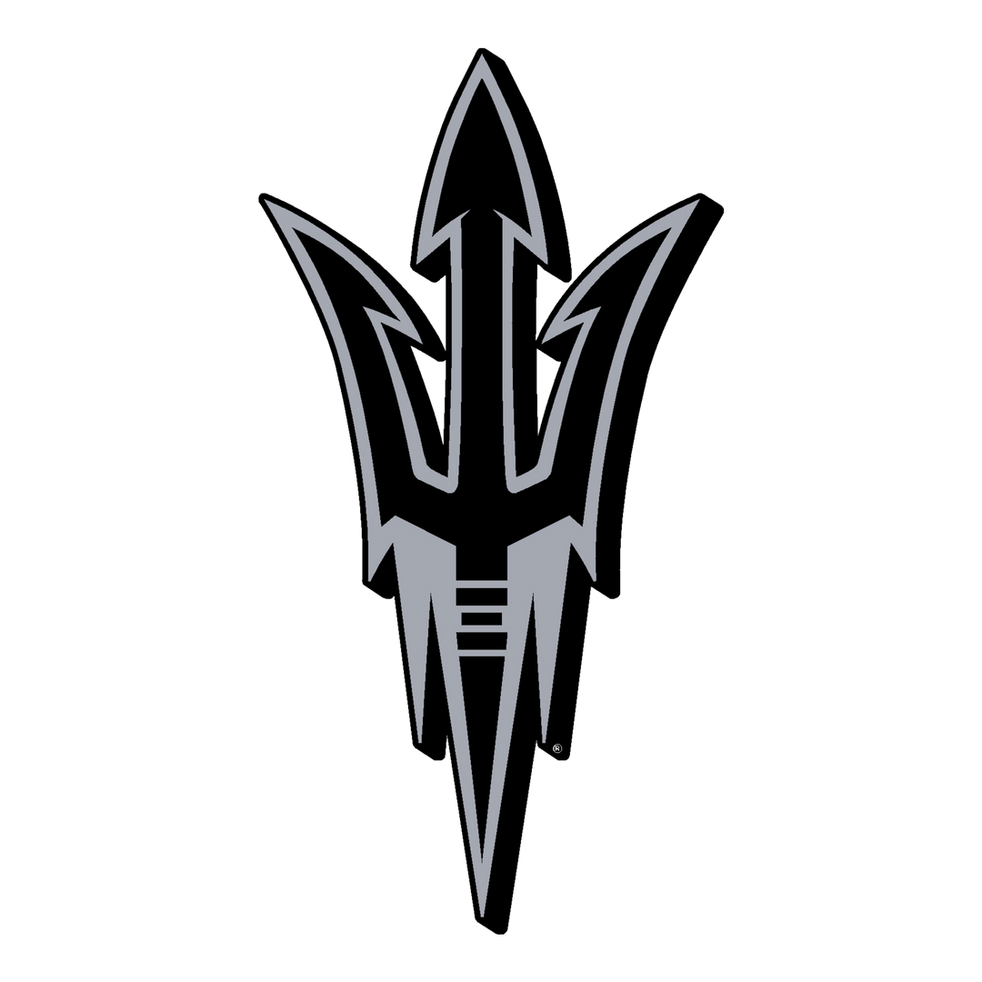 ASU pitchfork decal in black and gray