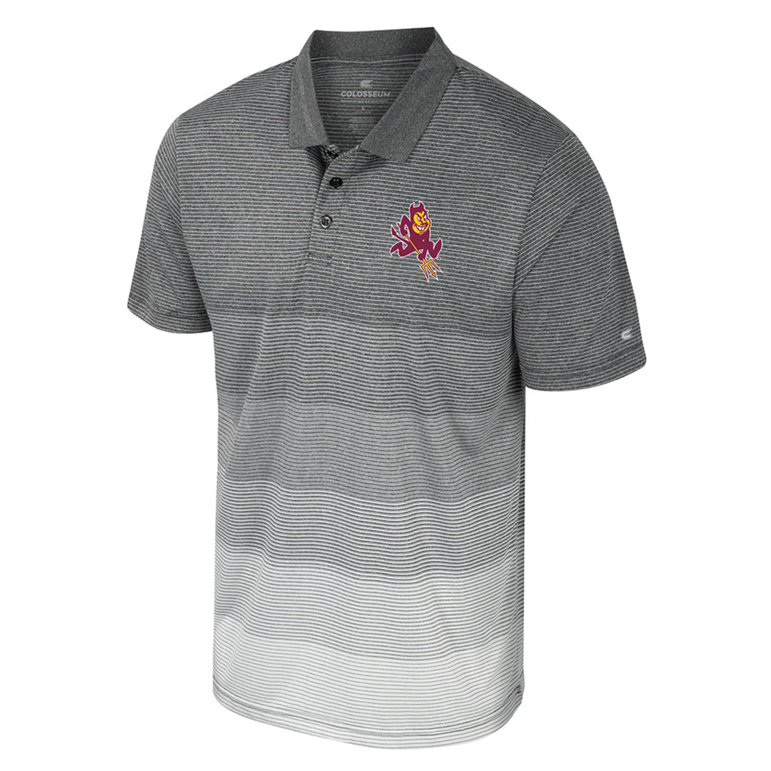 Dark grey polo that fades into pale grey with charging Sparky on left breast.