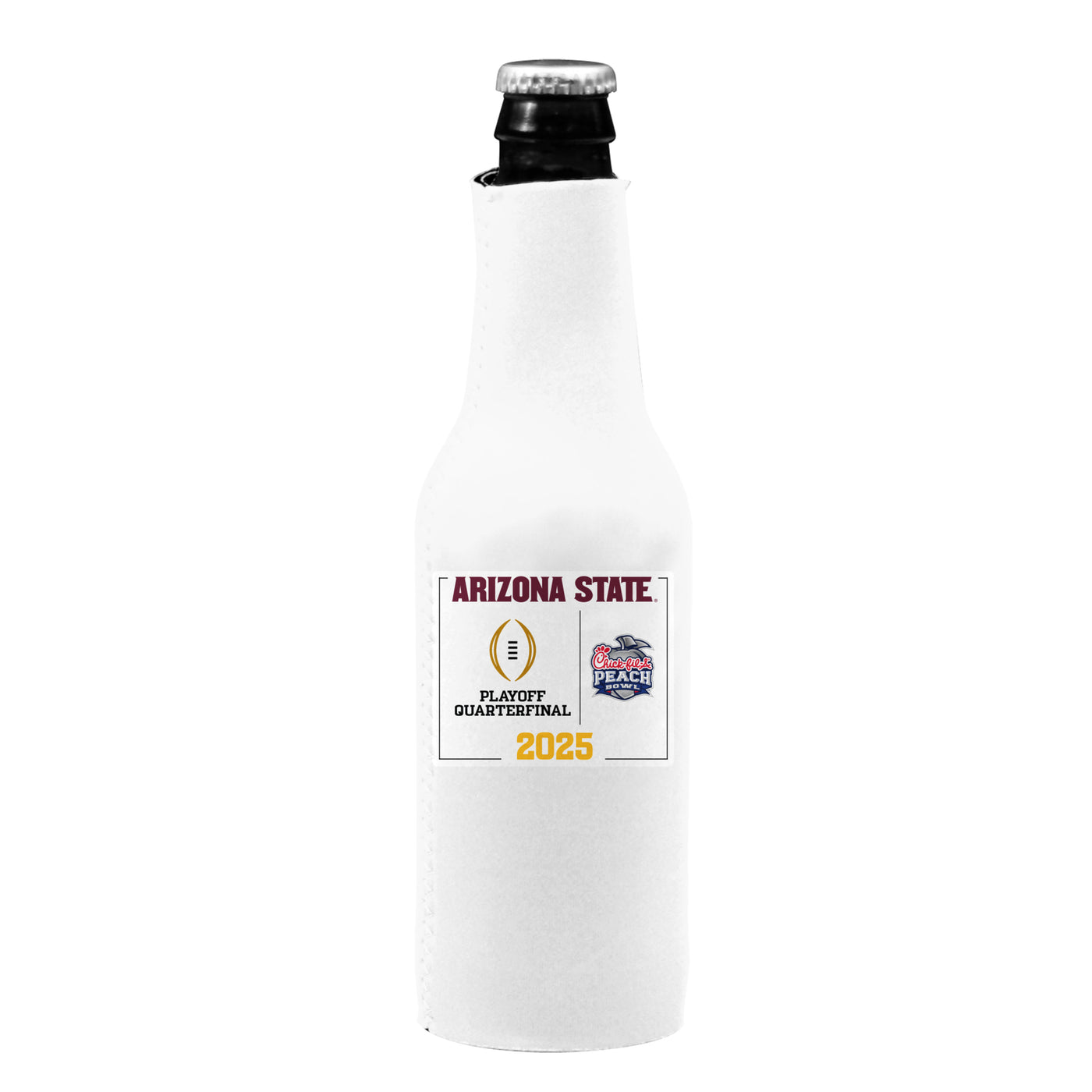 ASU Peach Bowl Bottle Coozie WHT