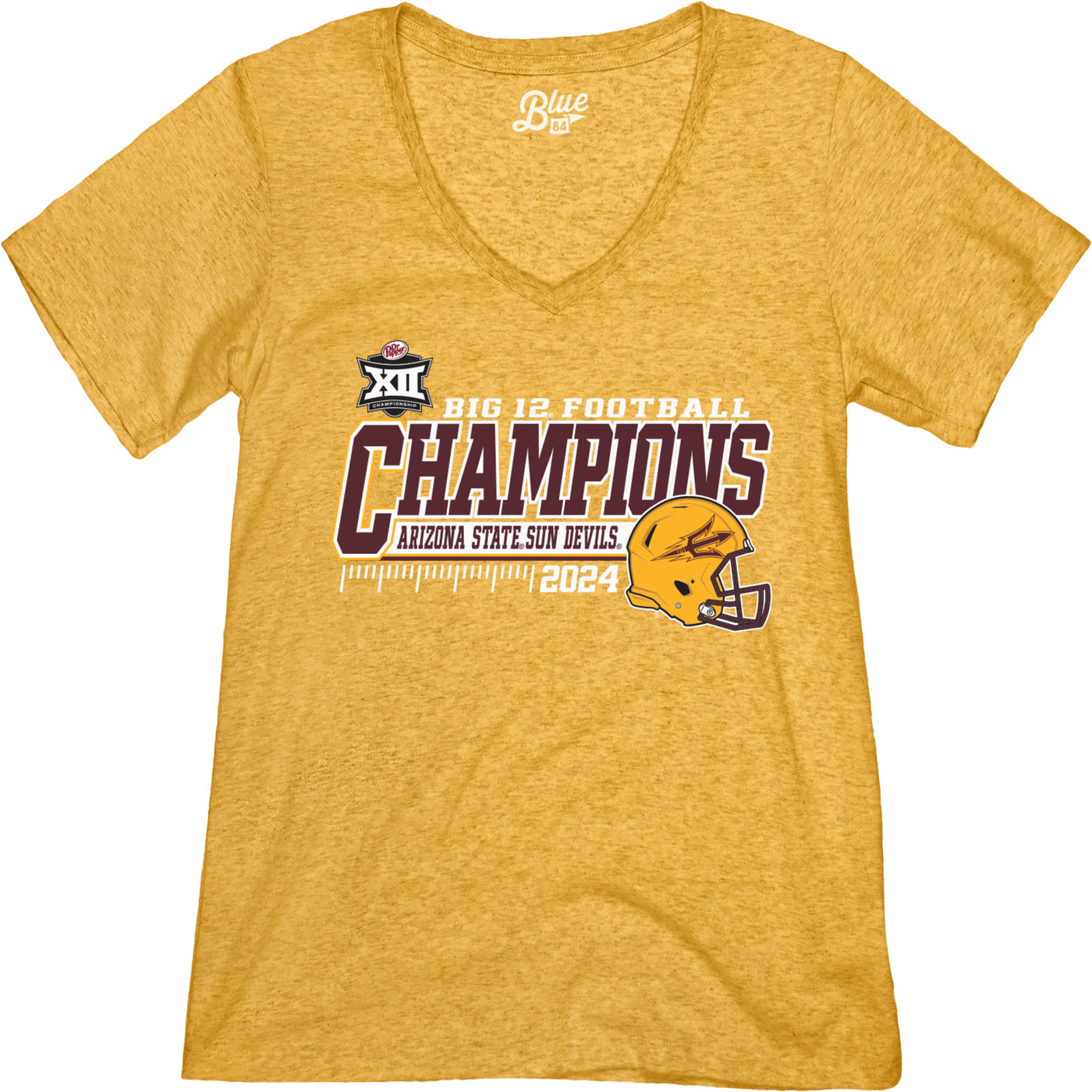 ASU Big XII Champs Ladies V-neck LR Tee GLD