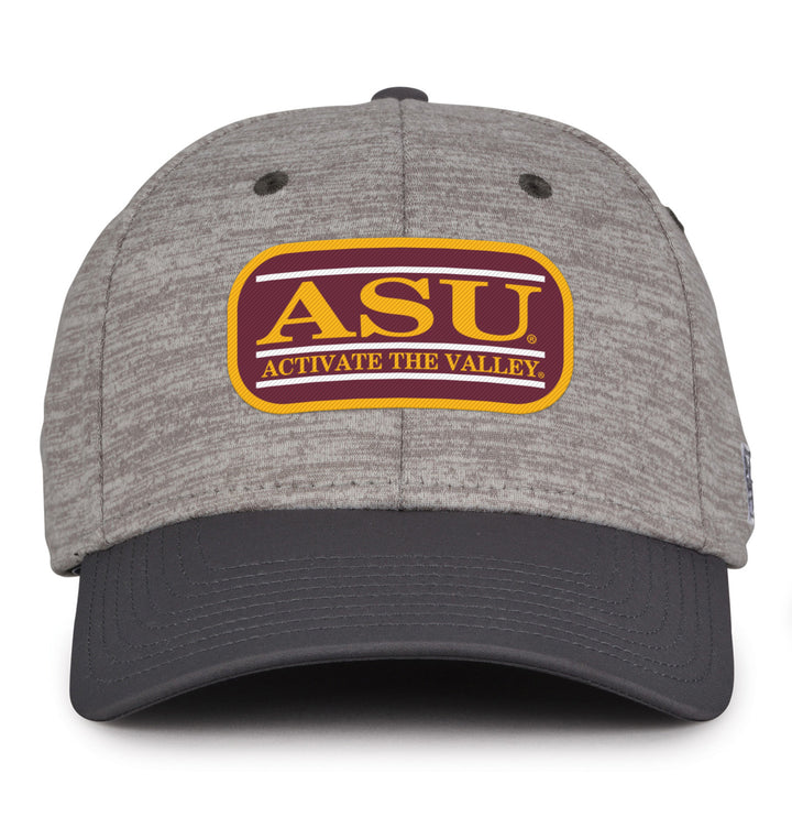 Grey cap with dark grey brim and maroon and gold 'ASU' over 'Activate the Valley' patch.