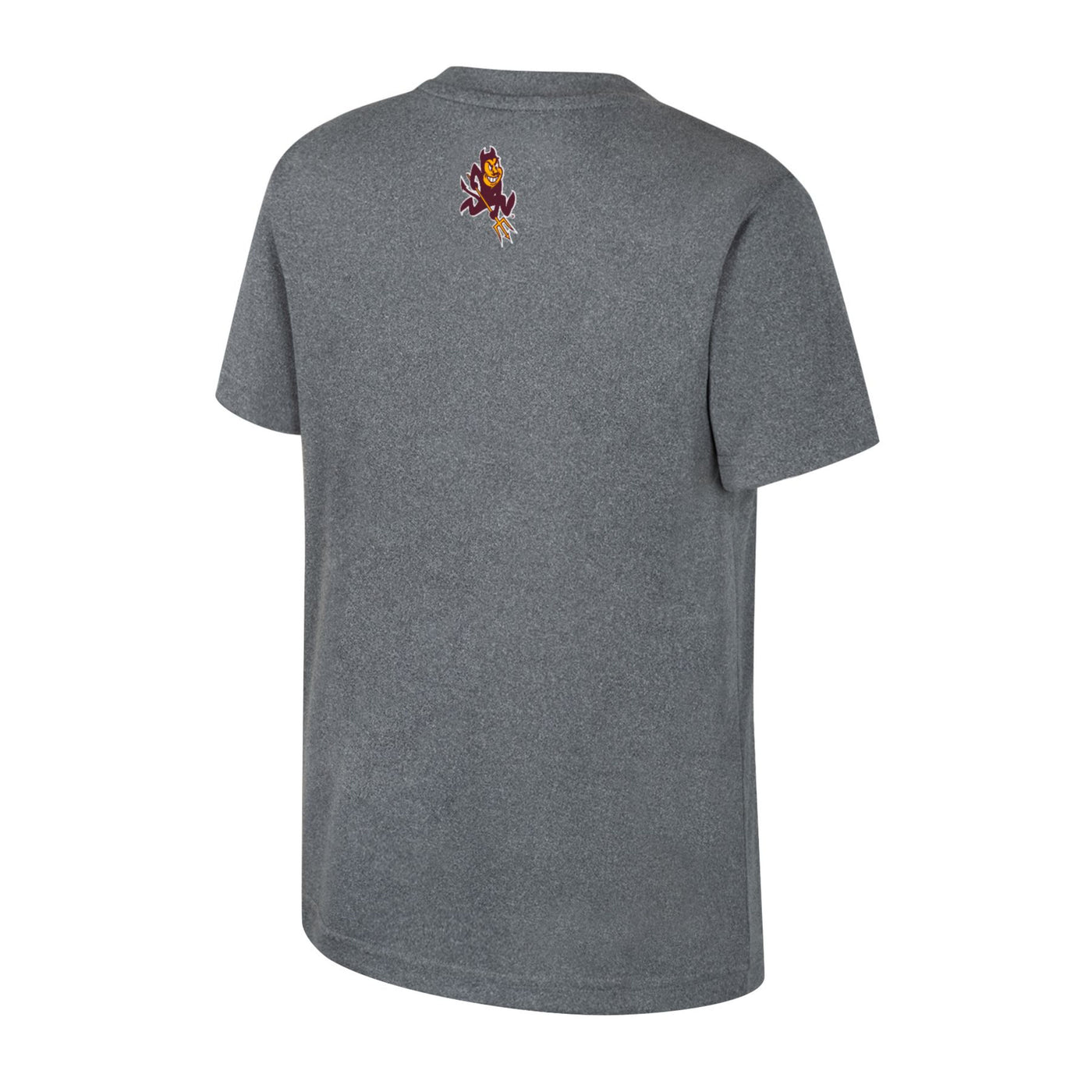 ASU gray youth tee with the Sparky mascot on the back near the neck area. 