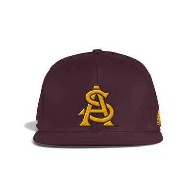 ASU maroon fitted hat with embroidered interlocking 'A' and 'S'