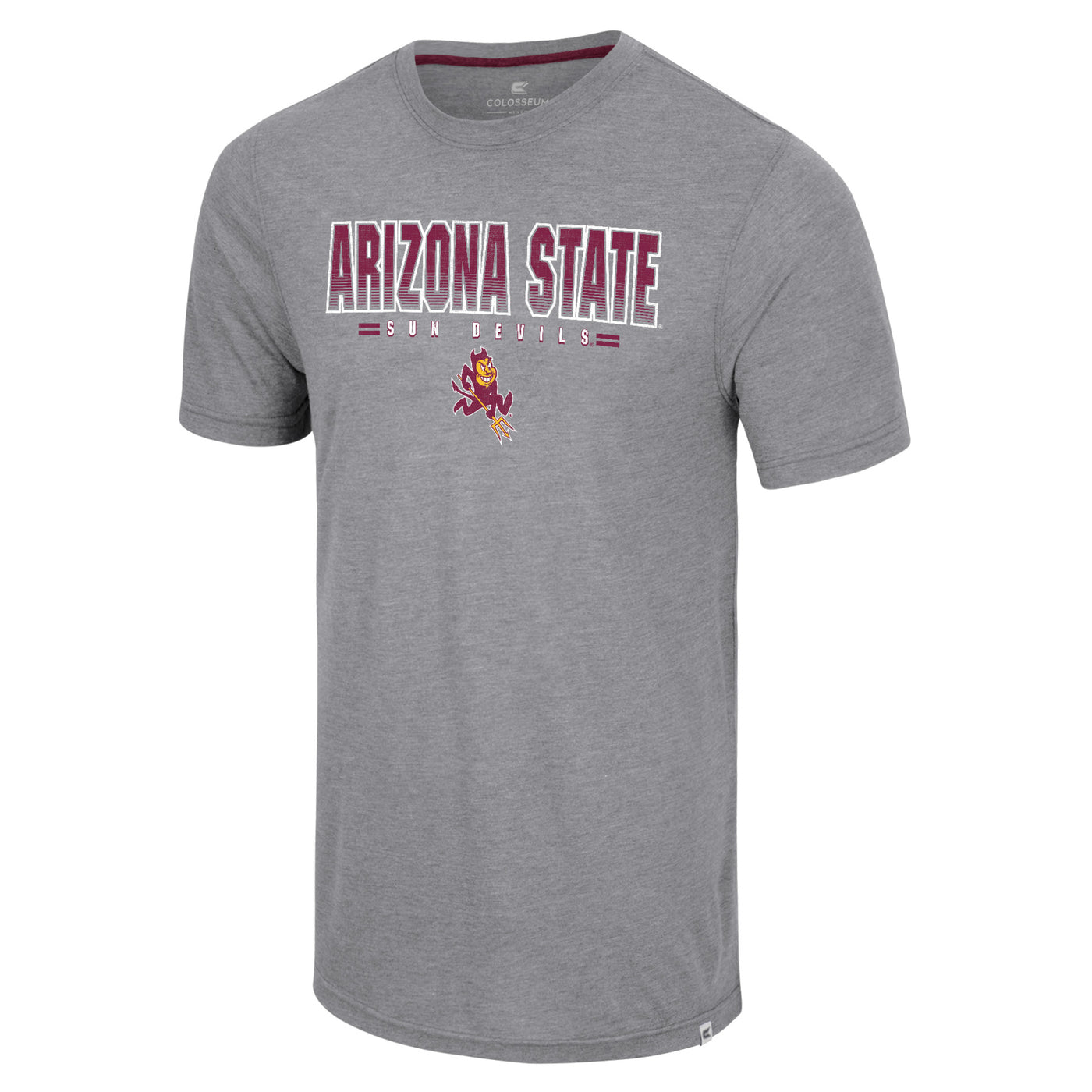 ASU gray tee with 'Arizona State, Sun Devils' above a Sparky