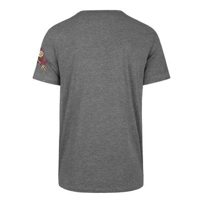 Back of gray ASU tee with Sparky on the sleeve
