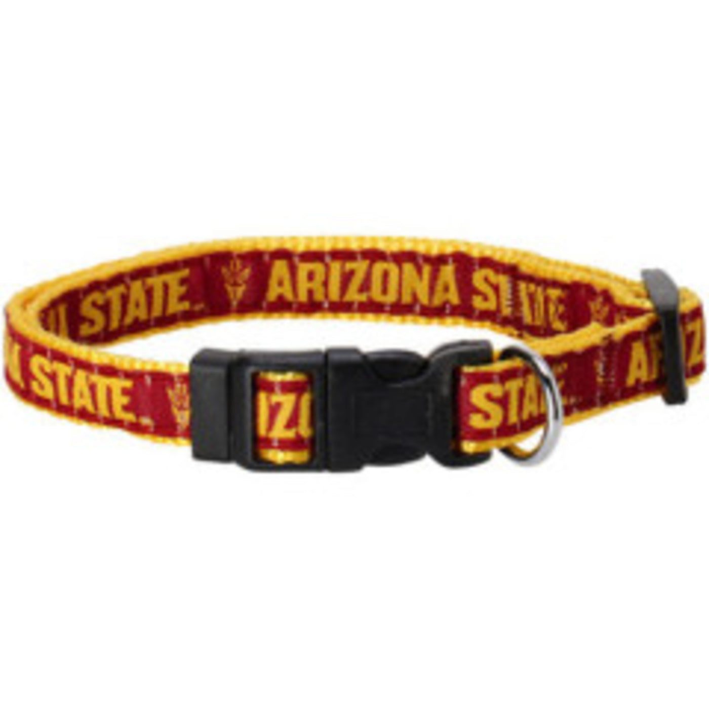 ASU maroon and gold dog collar with black buckle