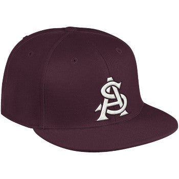 ASU maroon fitted hat with white interlocking 'A' and 'S'