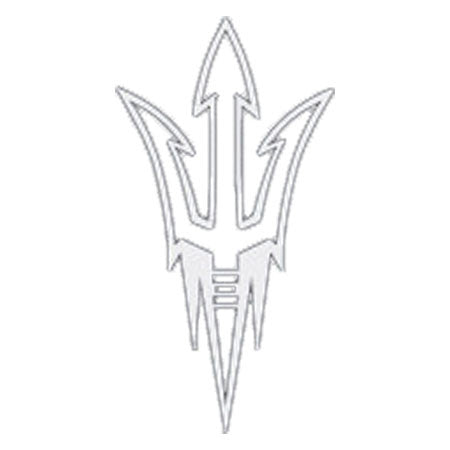 ASU decal of white outline pitchfork 