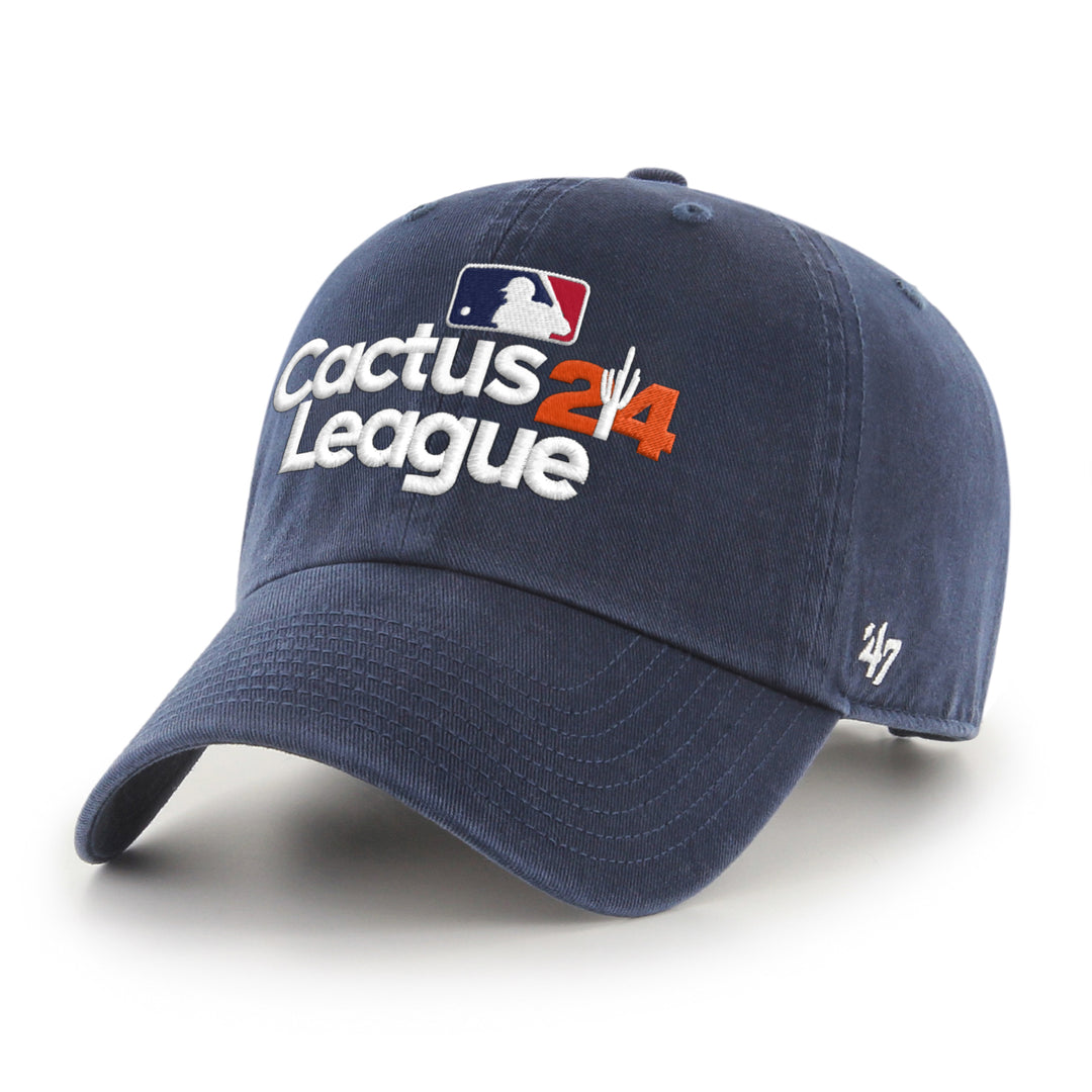 ASU navy adjustable hat with the MLB logo above the text "cactus league" in white and the orange number 24 with a white cactus in between the 2 and the 4