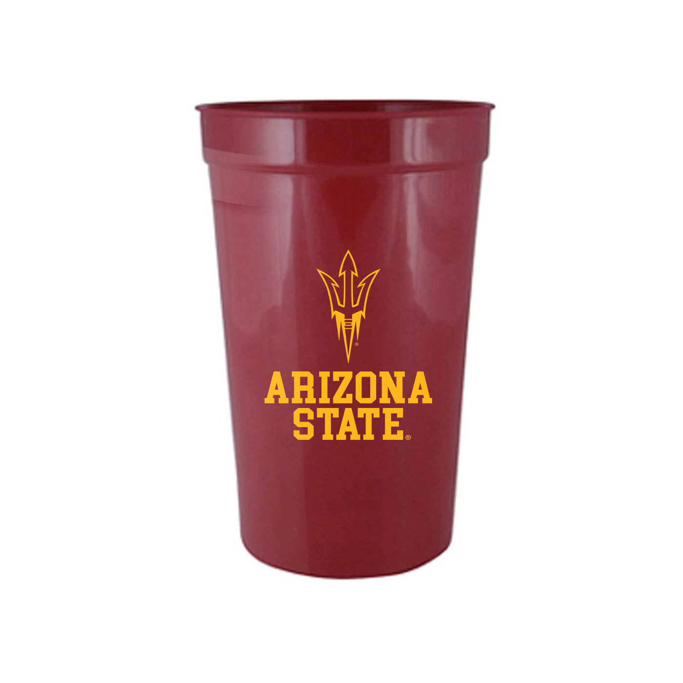 ASU maroon tumbler cup with a pitchfork and 'Arizona State' lettering below
