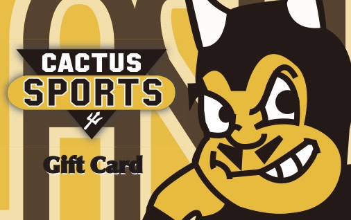 Cactus sports gift card written next to Sparky resting head on hand
