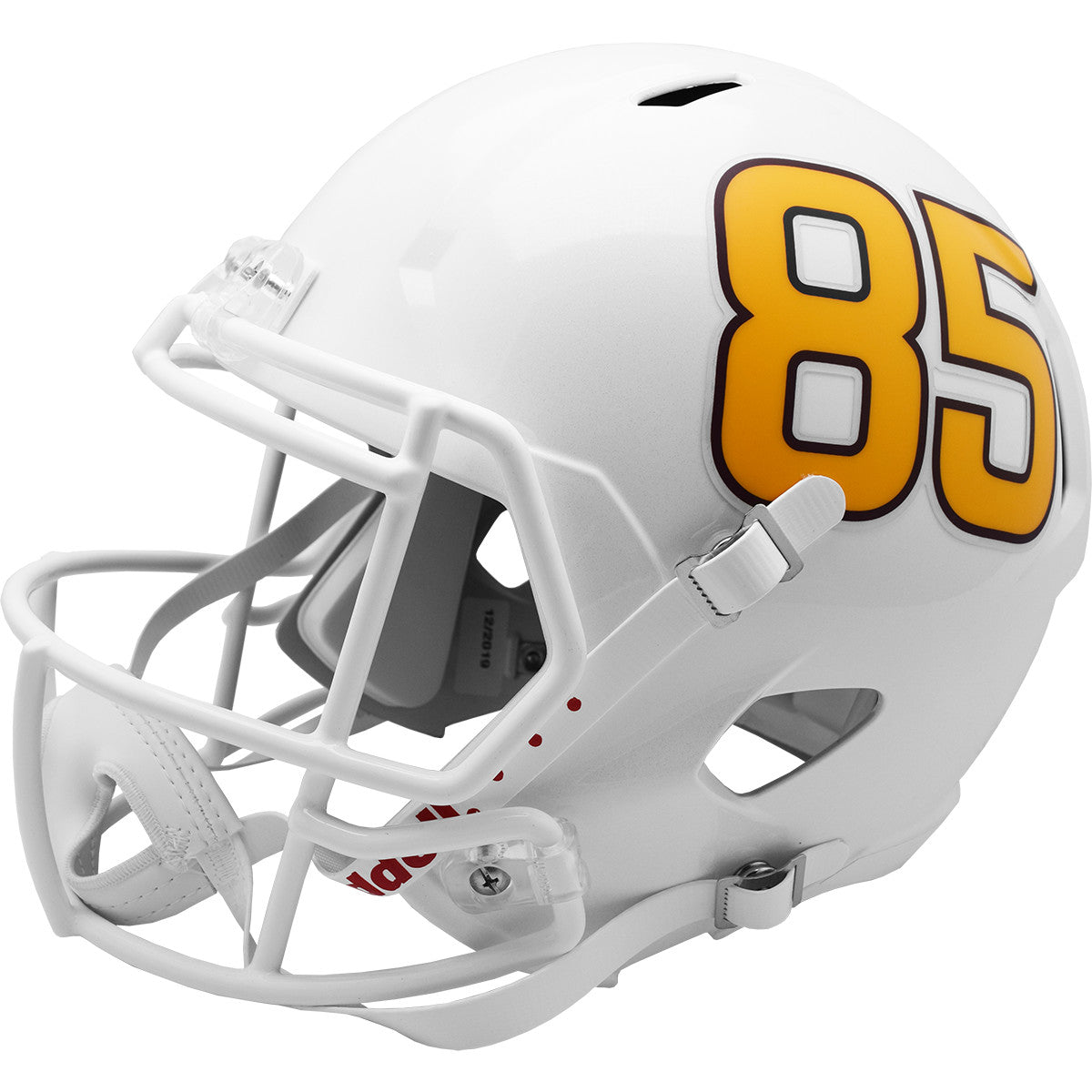 ASU replica football helmet in white with gold '85' on the left side