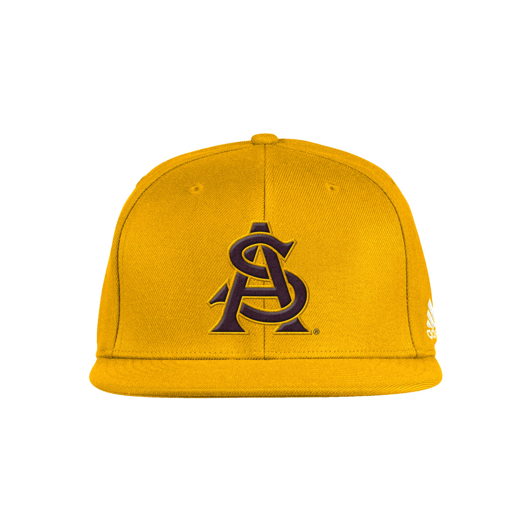 ASU gold fitted hat with a maroon interlocking 'A' and 'S'