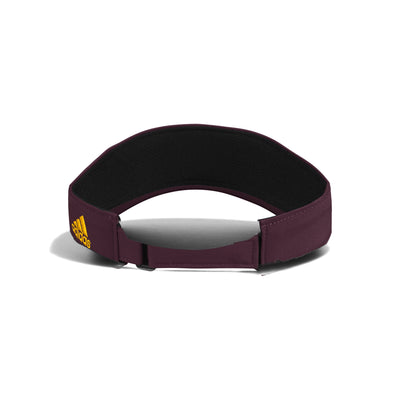 ASU maroon visor backside. Features maroon strap and gold adidas logo and test on the side. 
