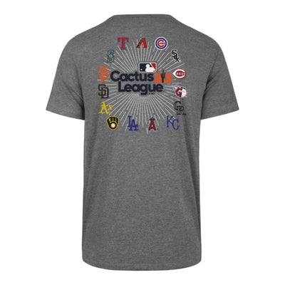 Cactus League gray tee with all team logos displayed on the back of the shirt