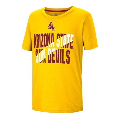 ASU gold youth tee with Sparky above 'Arizona State Sun Devils' lettering