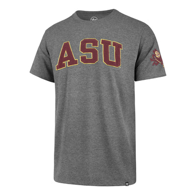 ASU gray 47brand tee with 'ASU' sewn in letters and a Sparky on the sleeve