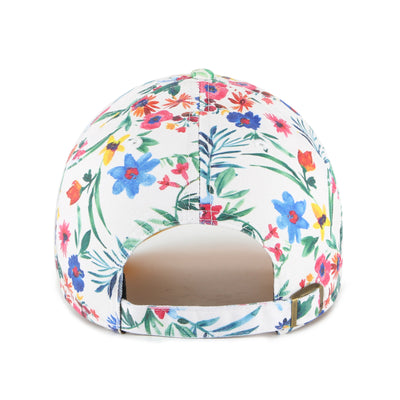 Back of ASU white hat with floral design and an adjustable strap