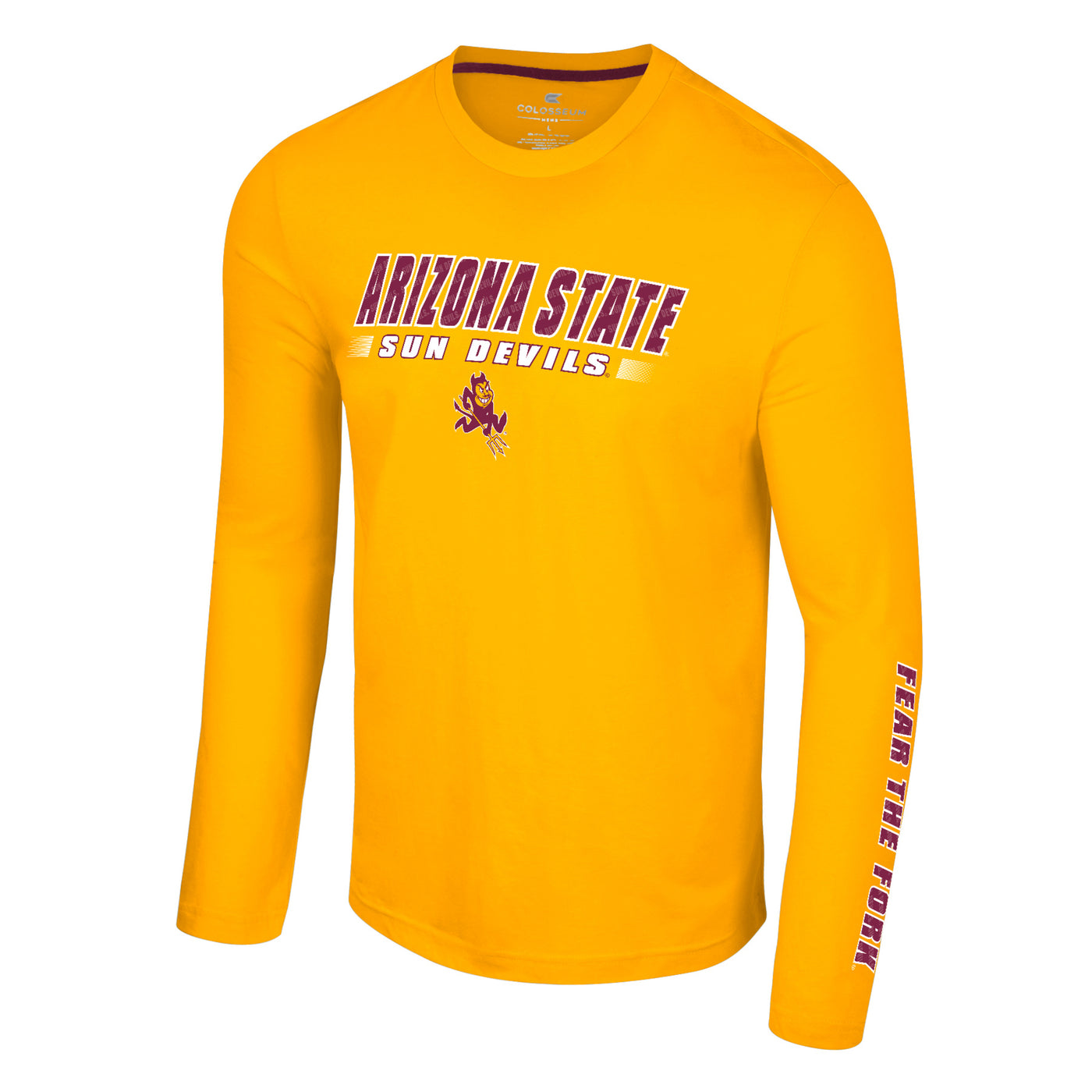 ASU gold Long sleeve shirt. The text 