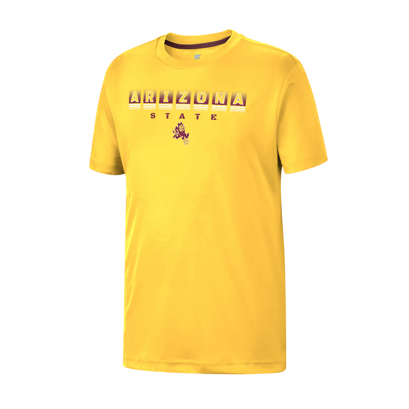 ASU gold tee with 'Arizona State' above Sparky