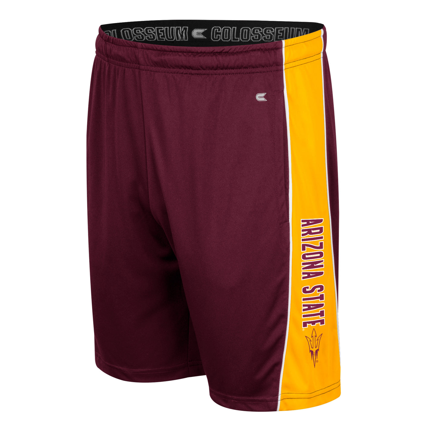 ASU mens maroon short with gold stripe on the side. 