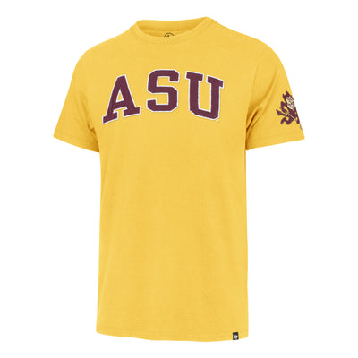 ASU gold tee with 'ASU' sewn into the front and a Sparky on the sleeve