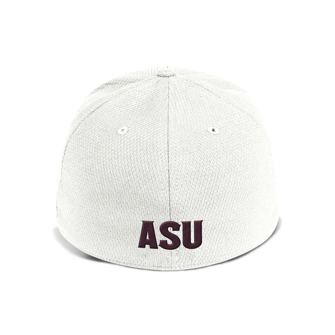Back of white hat with maroon 
