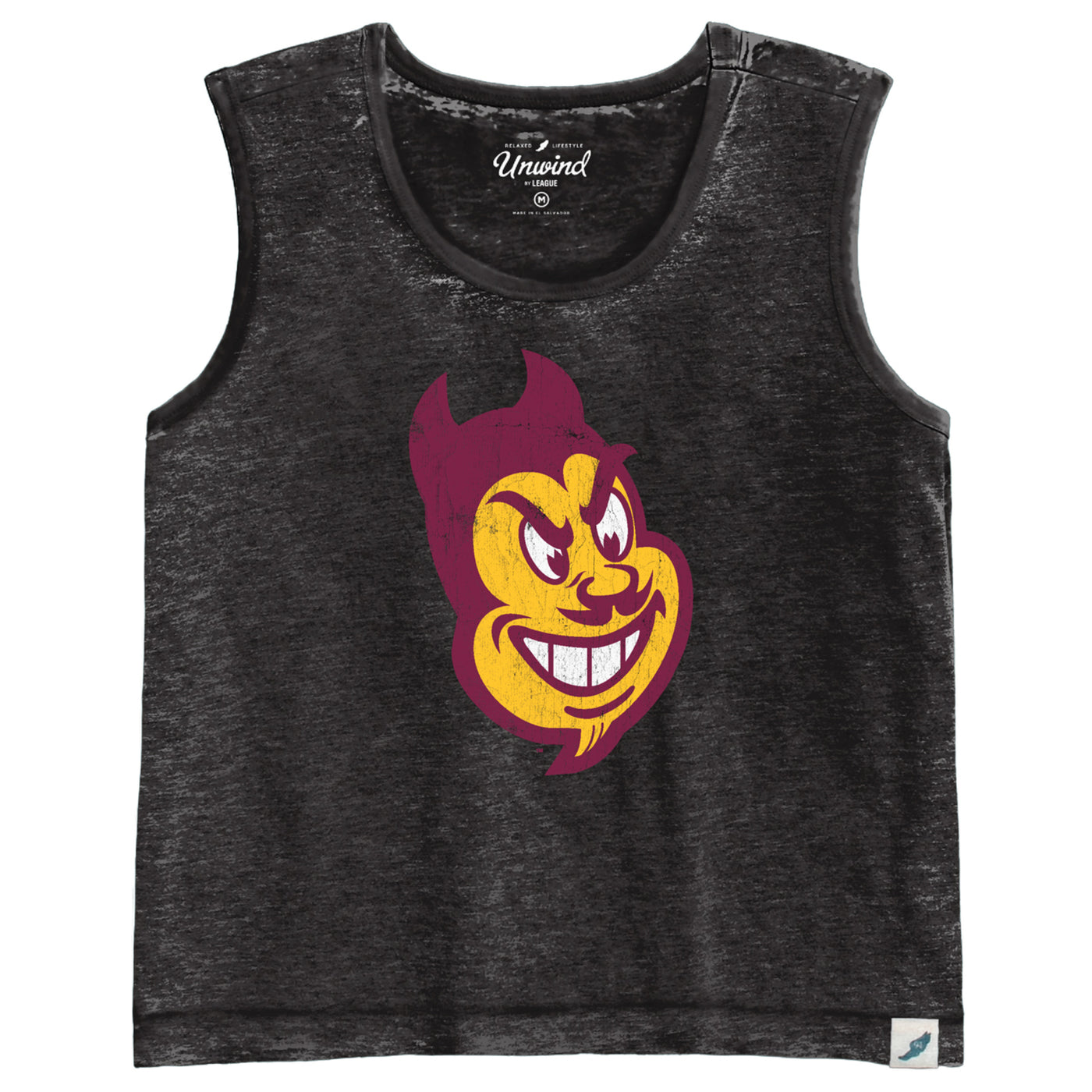 ASU Cropped Black tank with the sparky mascot face on the center of the chest.