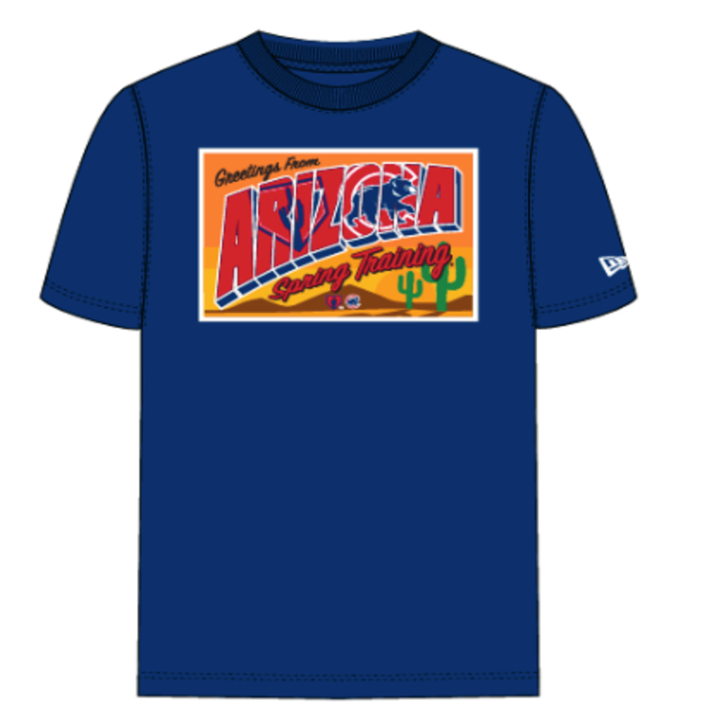 Royal blue Spring Training Shirt for Chicago cubs on a Arizona Postcard style design