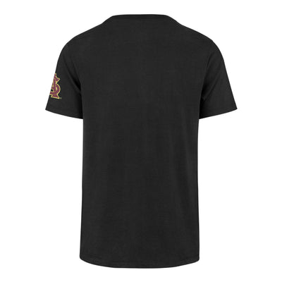 ASU black tee with an interlocking 'A' and 'S' on the sleeve