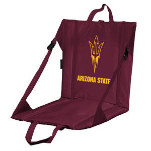 ASU maroon stadium seat with a gold pitchfork outline above 'Arizona State'