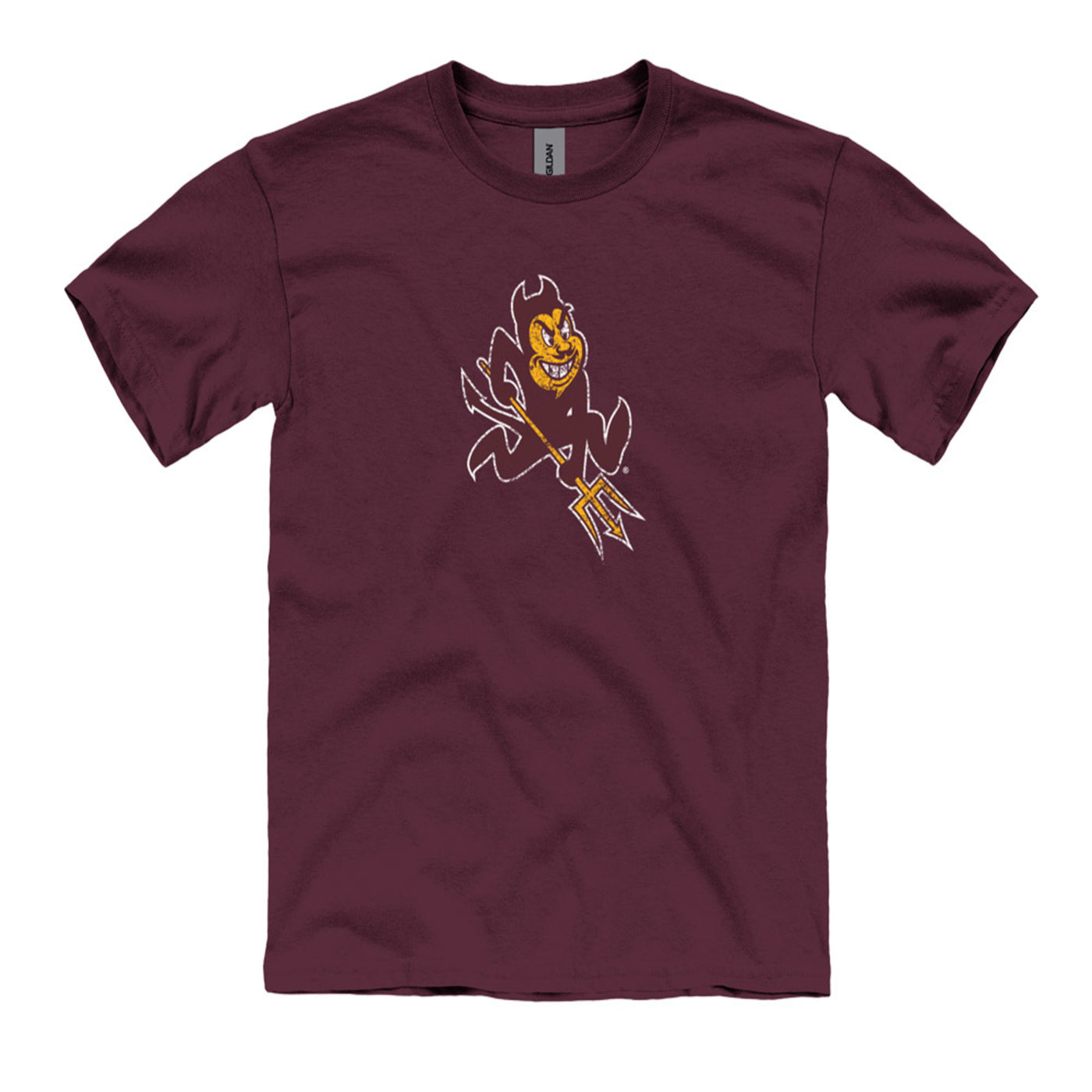 ASU maroon youth t-shirt with a sparky mascot on the front.