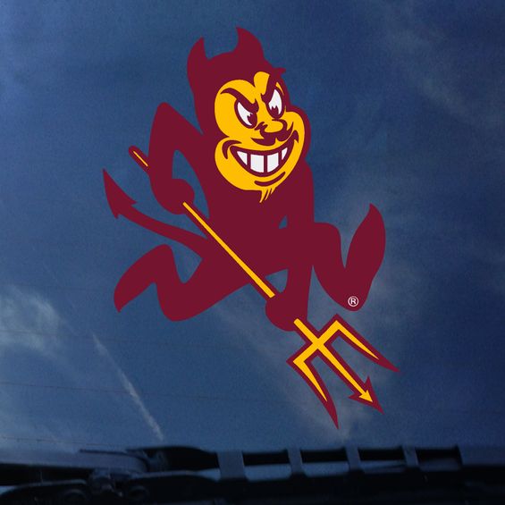 ASU large decal of Sparky in car window