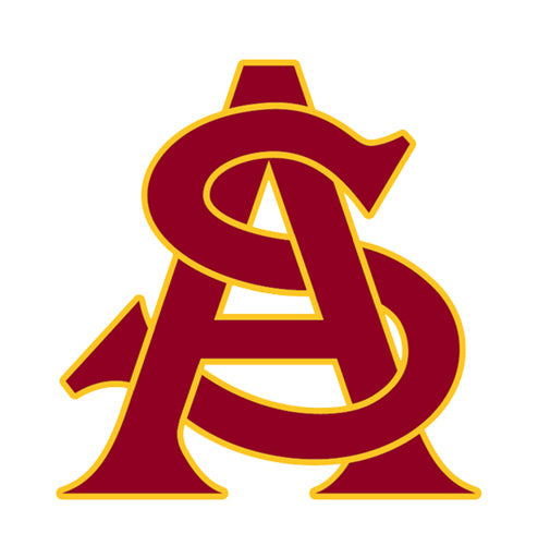 ASU Decal with interlocking 'A' and 'S' in maroon and gold