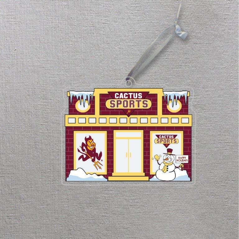 Christmas Ornament of the front of the Cactus Sports store.