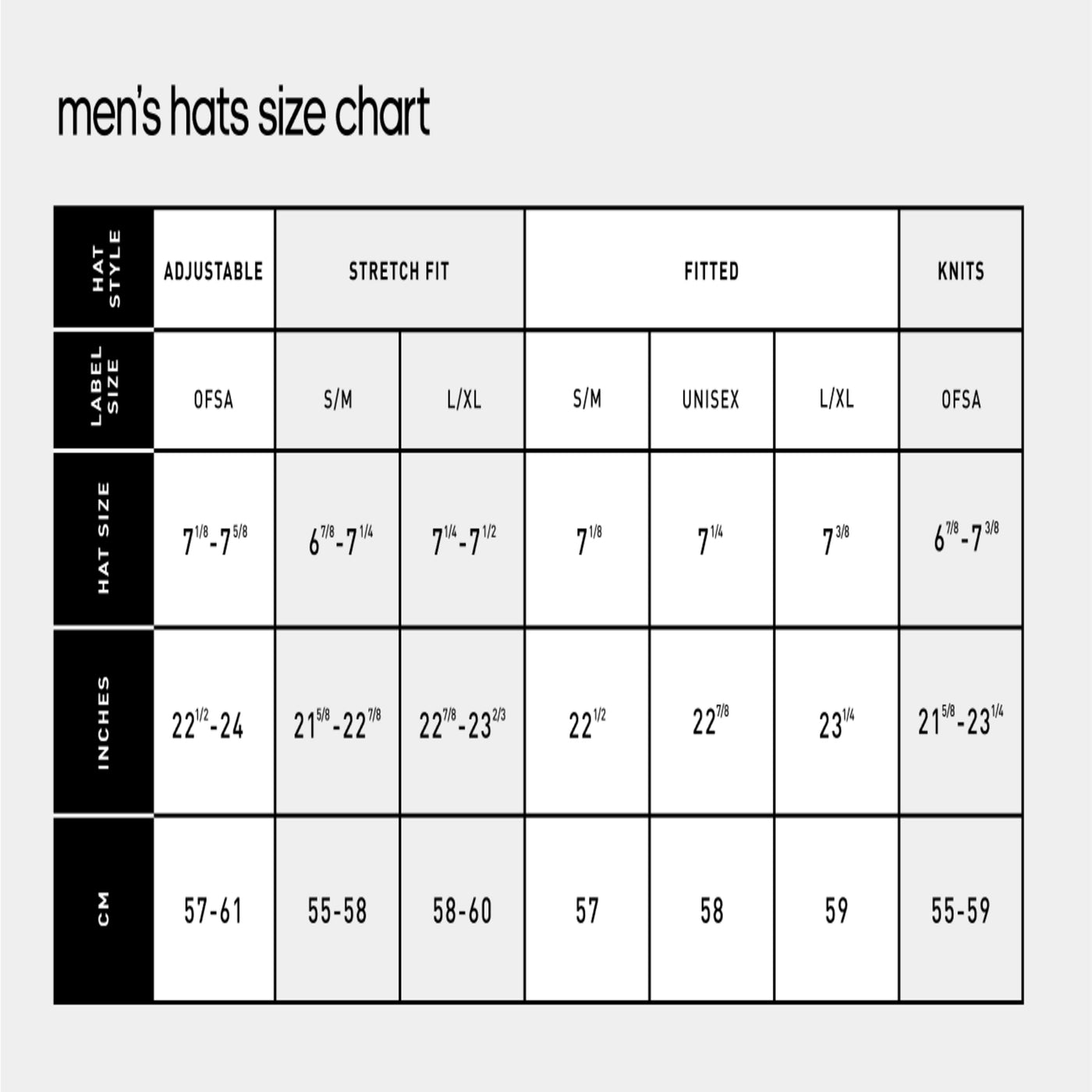 size chart for hat
