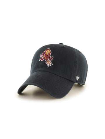 ASU black adjustable hat with embroidered maroon and gold Sparky