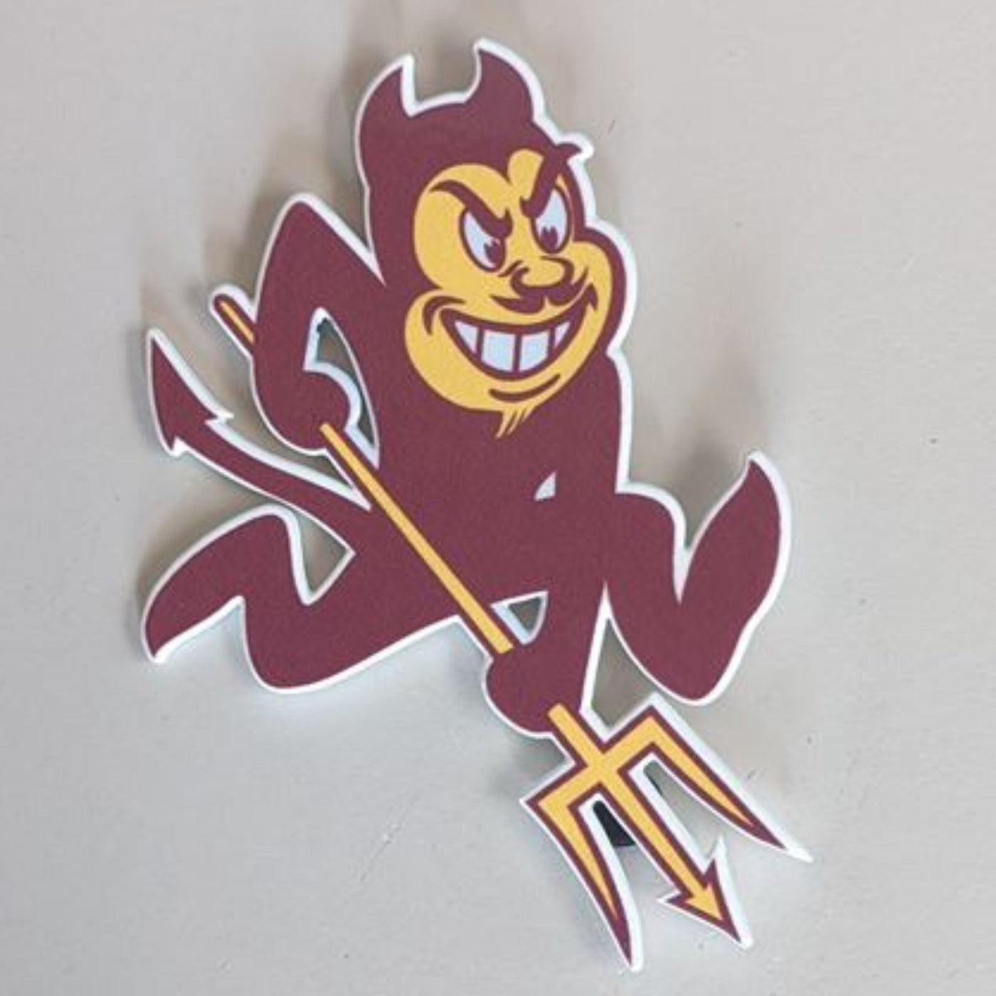 ASU Sparky Steel Magnet in maroon and gold with white outline