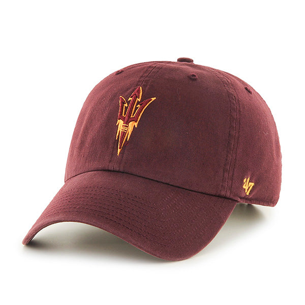 ASU maroon adjustable hat with embroidered pitchfork in maroon and gold