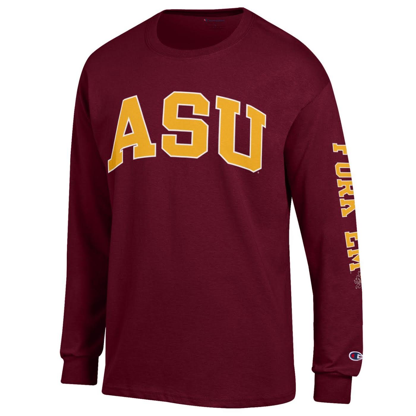 ASU maroon long sleeve with 'ASU' on front and 'Fork Em' next to Sparky on the left arm