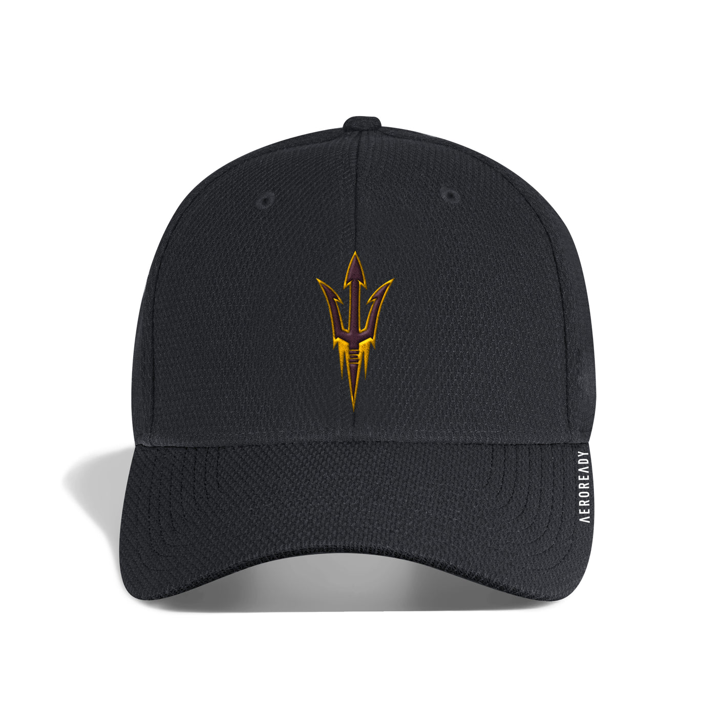 ASU black hat with curved bill and a pitchfork logo on front panel.