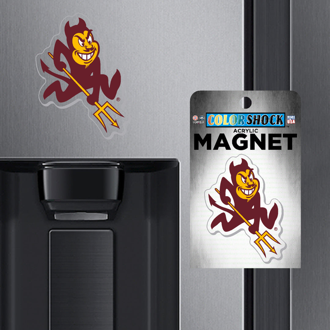 ASU Sparky magnet on refridgerator
