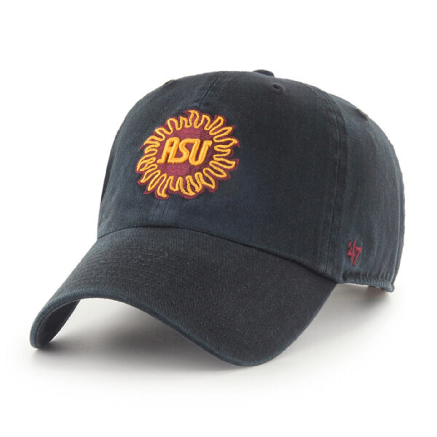ASU black hat with the sunburst asu logo in gold