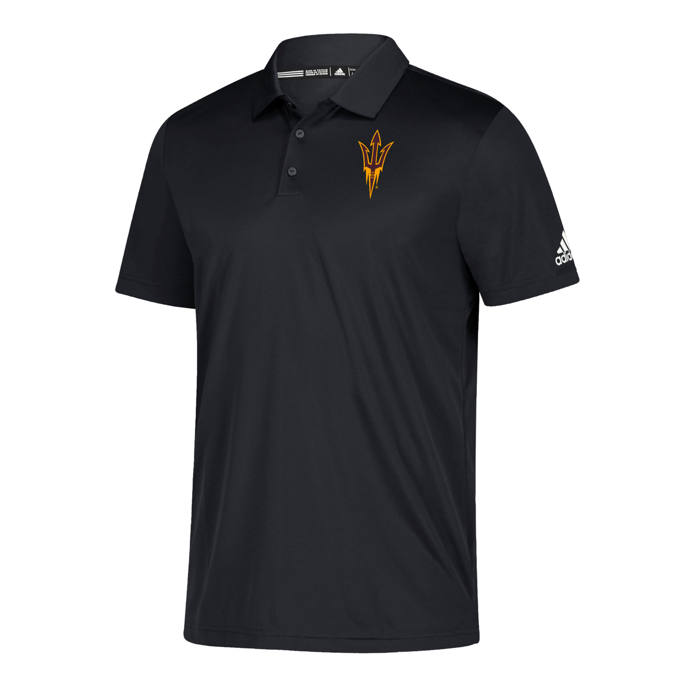ASU black Adidas polo with a pitchfork on the chest