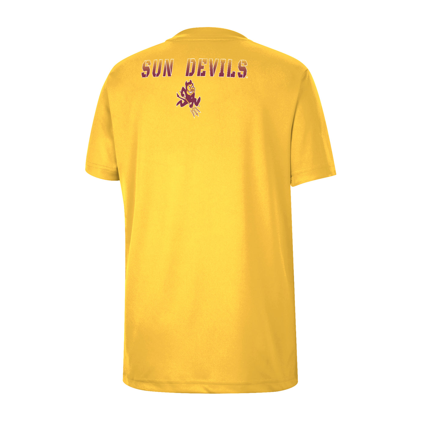 Back view of ASU gold youth tee with 