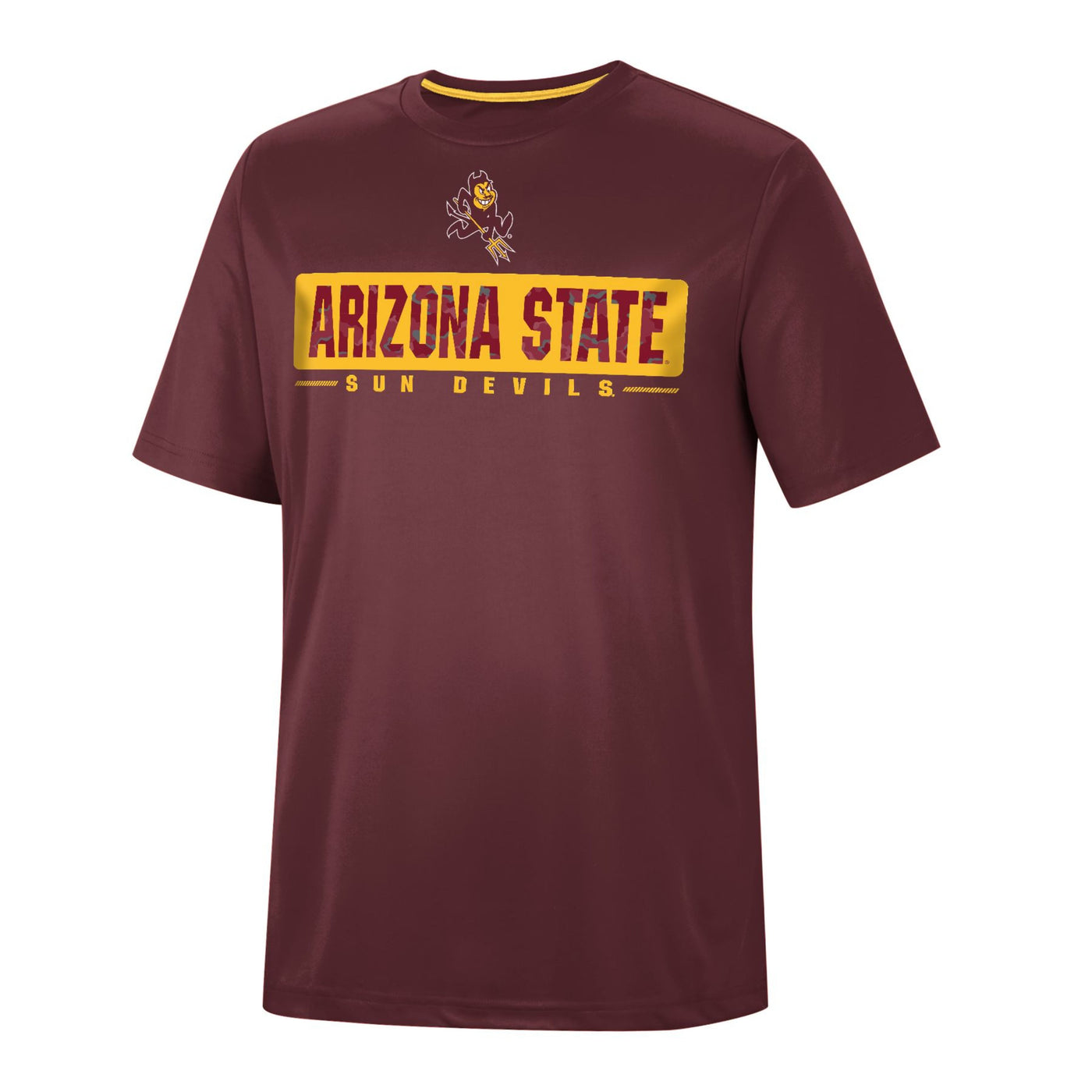 ASU maroon tee with Sparky above 