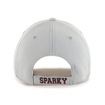 Back of ASU gray adjustable hat with 'Sparky' on the velcro strap