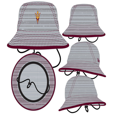 Digital renderings of ASU gray bucket hat from all angles