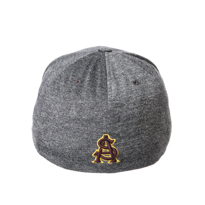 ASU back of heather gray hat with 'A' and 'S' embroidered lettering