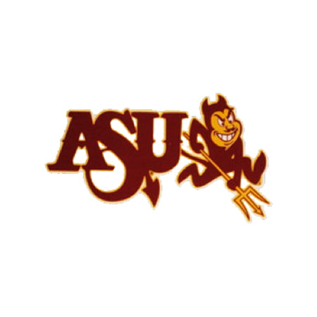ASU decal with 'ASU' lettering with the 'S' curving into a devil tail next to Sparky